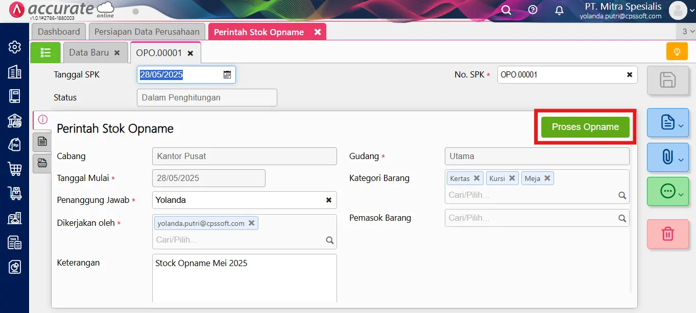 9 Mencatat proses stok opname